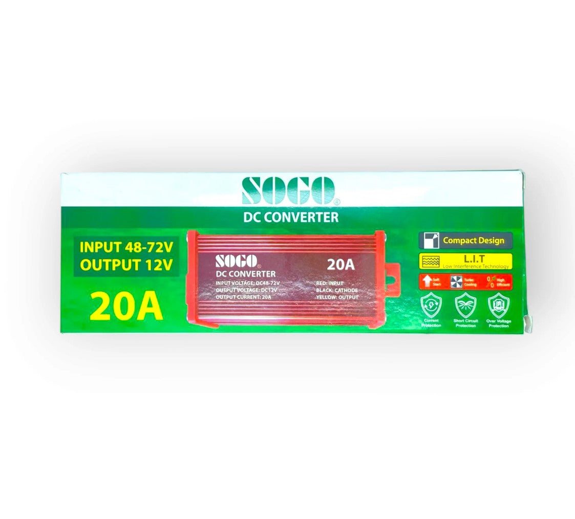 SOGO 20A DC Converter 28-72V to 12V | High-Power Voltage Converter for Reliable Performance