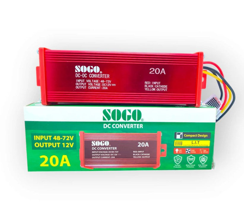 SOGO 20A DC Converter 28-72V to 12V | High-Power Voltage Converter for Reliable Performance