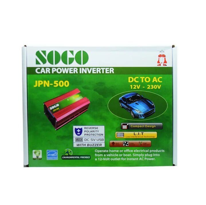 SOGO CAR INVERTER JPN-500 - DC 12V TO AC 230V - 500W