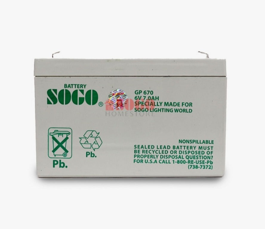 6V 7.0AH Battery For SOGO Rechargeable Wall Mounted Bracket Fan