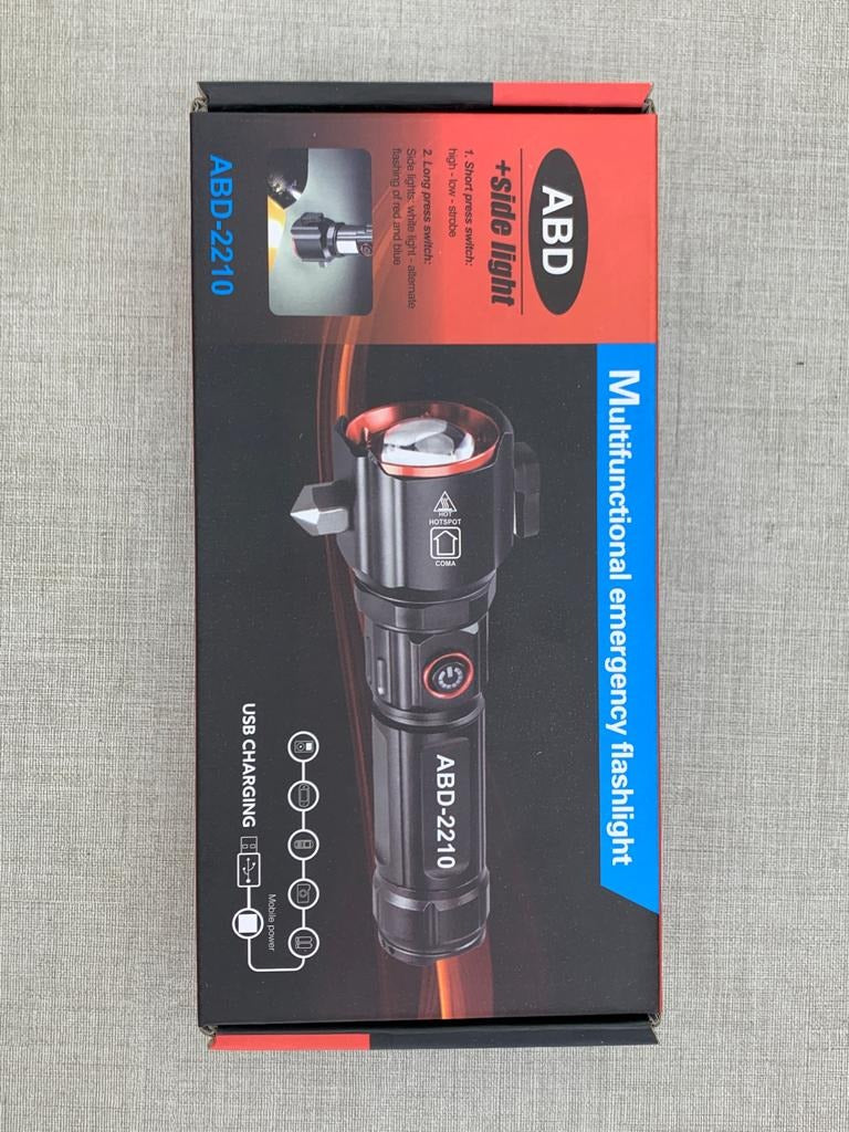 Rechargeable Multi Functional Emergency 2210 Torch Imported Flashlight & Power Bank - 2KM Range