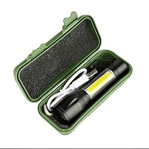 Zoomable Metal COB Flash Light Torch| Mini LED Flash Light| Rechargeable Small LED Work Light| Emergency Penlight Torch| Portable High Brightness Pocket Torch| Camping Lantern Fishing Lamp Outdoor, and Home