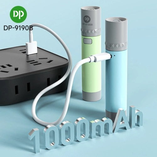 Pocket Torch Light / Flashlight | 3W Zoomable | 1000mAh Type-C Charging DP-9190B