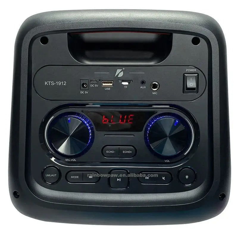 KTS-1912 Wireless Portable Karaoke Speaker | Dual 8" Woofers | 2 Microphones + Remote Control | Bluetooth/USB/MP3 Player