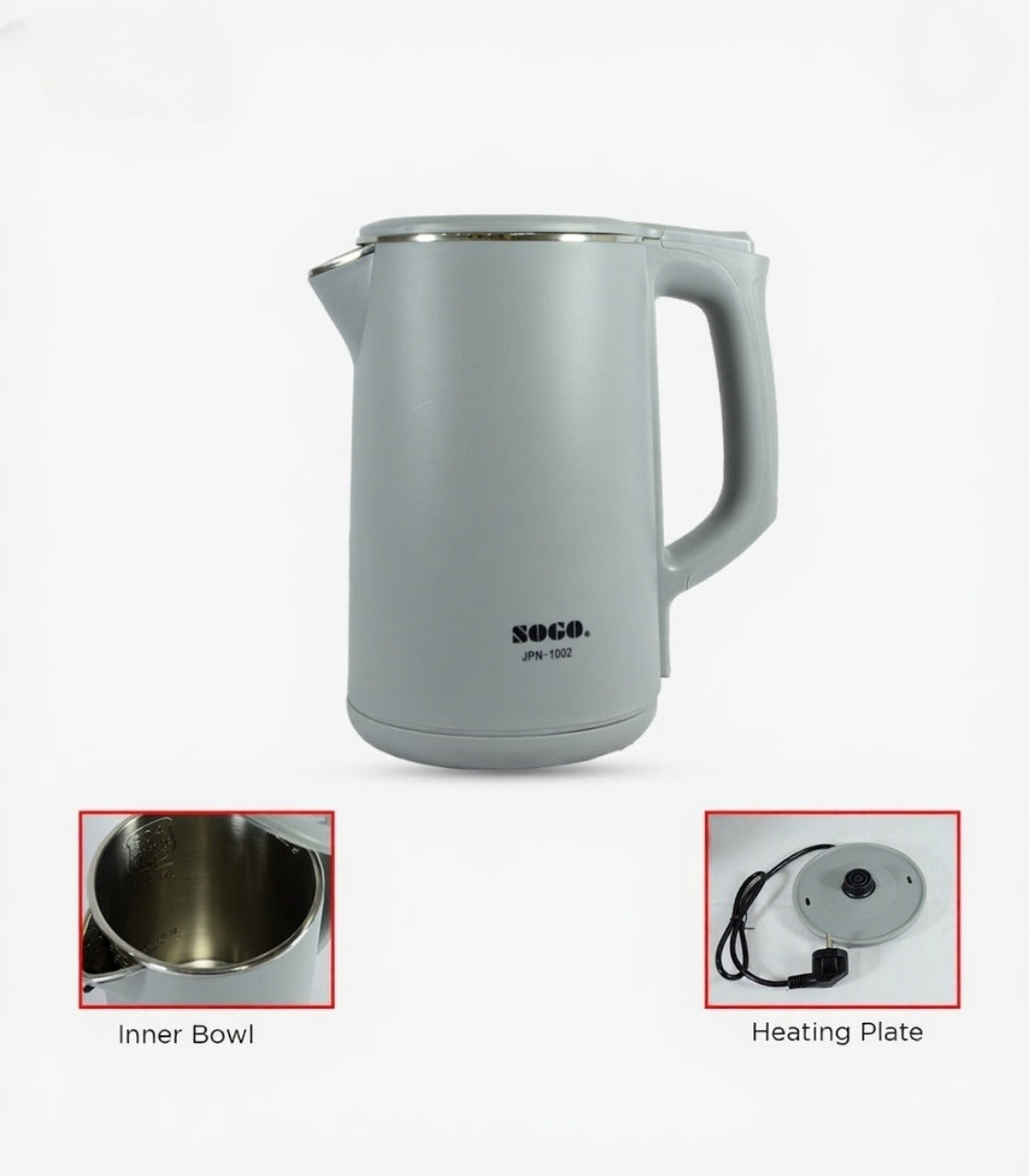Sogo Electric Kettle JPN-1002 – 1.7 Litre | 1800W Fast Boil | Lightweight & Energy Efficient