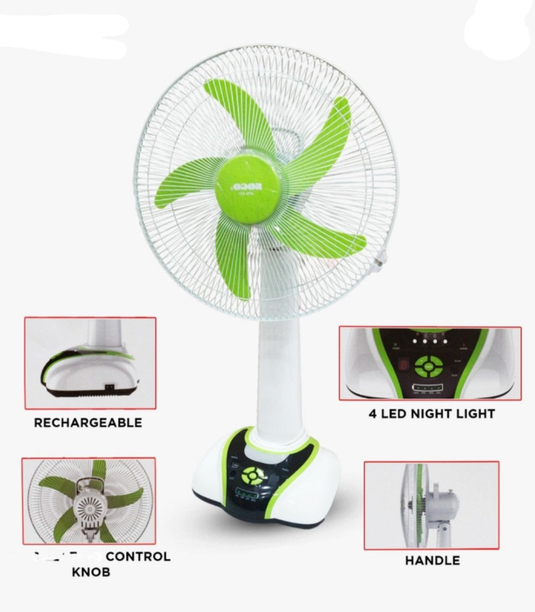 Sogo Rechargeable Table/Desk Fan (JPN-631) – LED Light & Long Battery Backup
