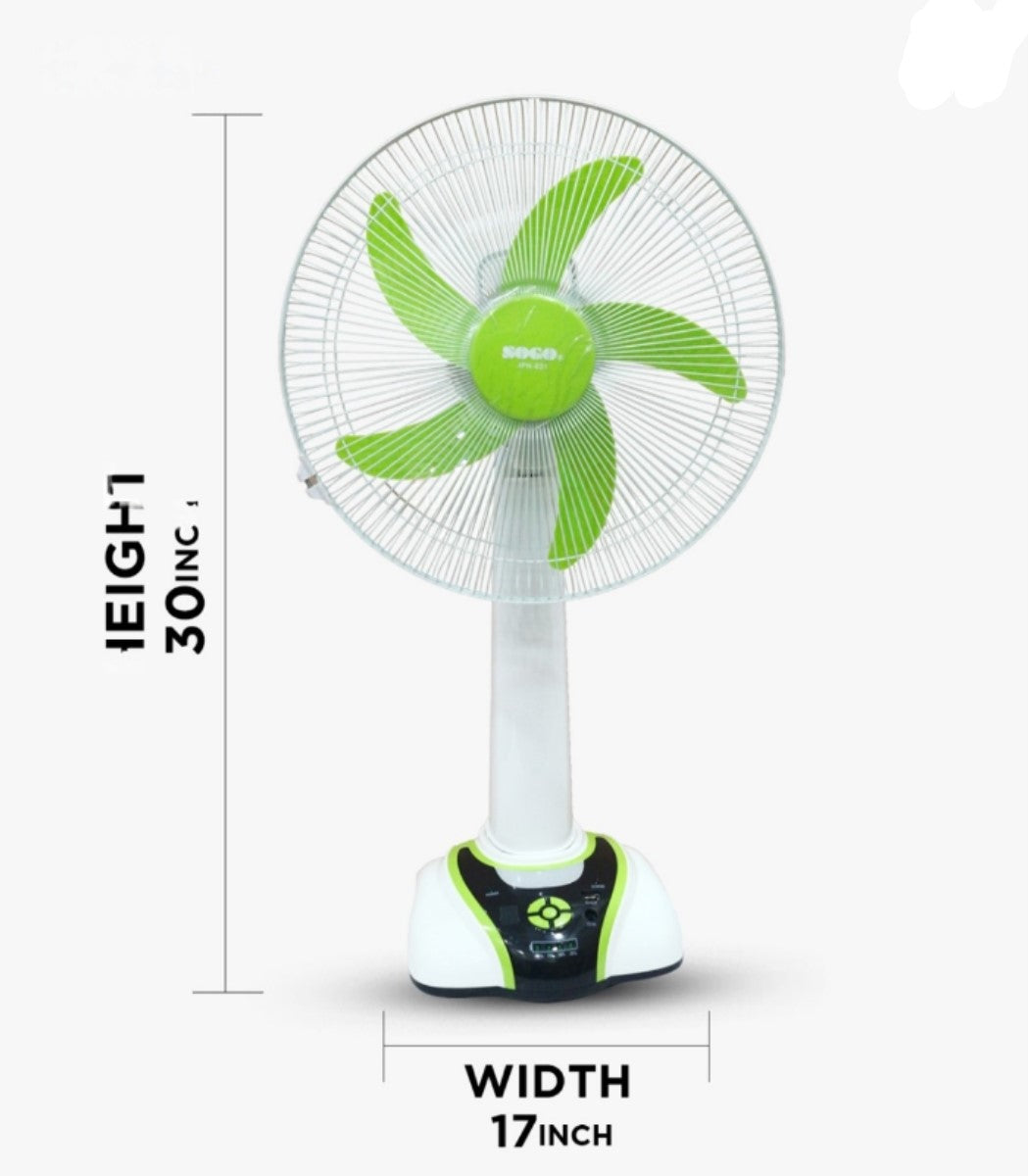 Sogo Rechargeable Table/Desk Fan (JPN-631) – LED Light & Long Battery Backup