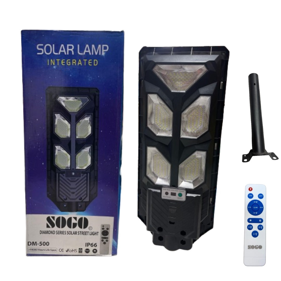 Sogo Solar Street Light DM-500 – Diamond Series | Integrated LED, IP66 Waterproof, Remote Control