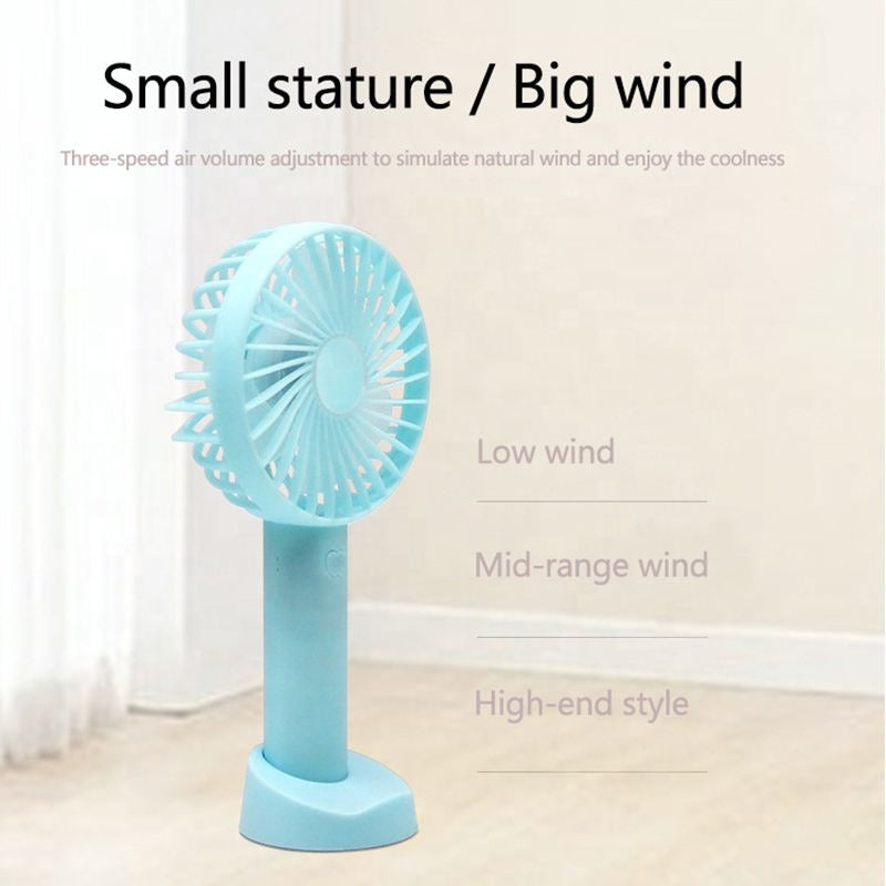 High Quality Ultra Thin Portable Handheld 3 Speed Fan Electric Mini Hand Rechargeable Fan