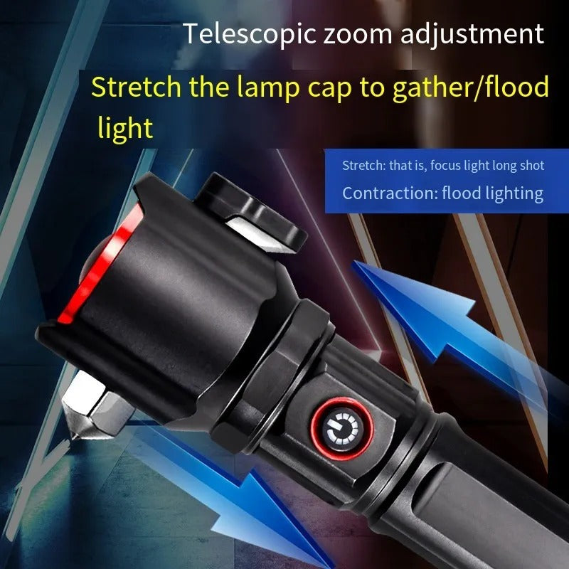 Rechargeable Multi Functional Emergency 2210 Torch Imported Flashlight & Power Bank - 2KM Range