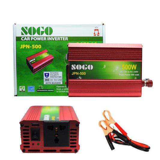 SOGO CAR INVERTER JPN-500 - DC 12V TO AC 230V - 500W