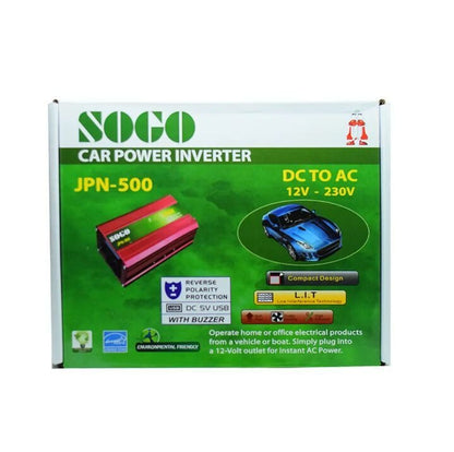 SOGO CAR INVERTER JPN-500 - DC 12V TO AC 230V - 500W