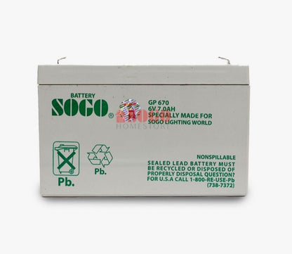 6V 7.0AH Battery For SOGO Rechargeable Wall Mounted Bracket Fan