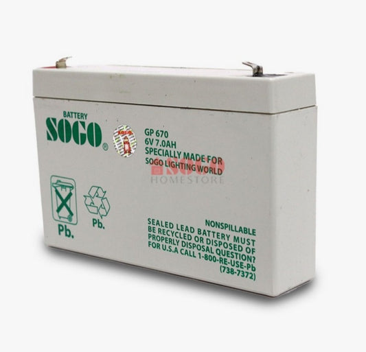 6V 7.0AH Battery For SOGO Rechargeable Wall Mounted Bracket Fan