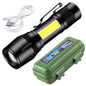 Zoomable Metal COB Flash Light Torch| Mini LED Flash Light| Rechargeable Small LED Work Light| Emergency Penlight Torch| Portable High Brightness Pocket Torch| Camping Lantern Fishing Lamp Outdoor, and Home