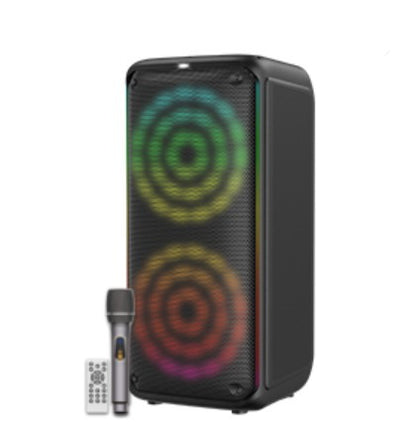 KTS-1912 Wireless Portable Karaoke Speaker | Dual 8" Woofers | 2 Microphones + Remote Control | Bluetooth/USB/MP3 Player