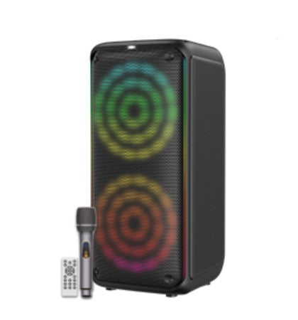 KTS-1912 Wireless Portable Karaoke Speaker | Dual 8" Woofers | 2 Microphones + Remote Control | Bluetooth/USB/MP3 Player