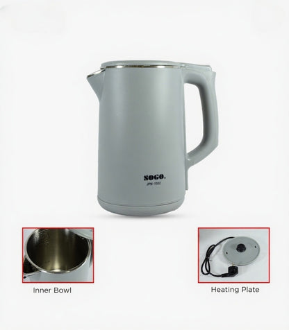 Sogo Electric Kettle JPN-1002 – 1.7 Litre | 1800W Fast Boil | Lightweight & Energy Efficient